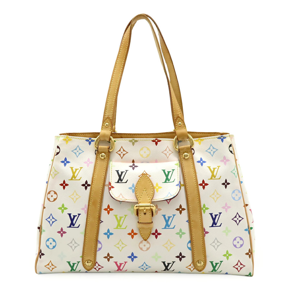 LOUIS VUITTON Monogram Multicolor Aurelia Tote Bag Shoulder Blanc White